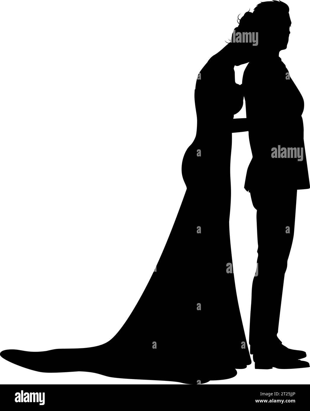 Bride And Groom Couple Wedding Dress Silhouettes Stock Vector Image ...