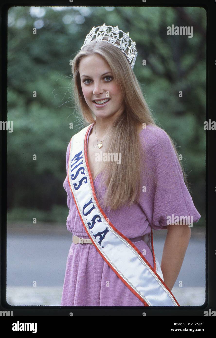 A posed photo of Miss USA 1979 Mary Therese Friel.  She was later a model, and opened her own modeling agency in 1987. She currently trains and represents many models, as well as training beauty pageant participants. In Biloxi, Mississippi Stock Photo