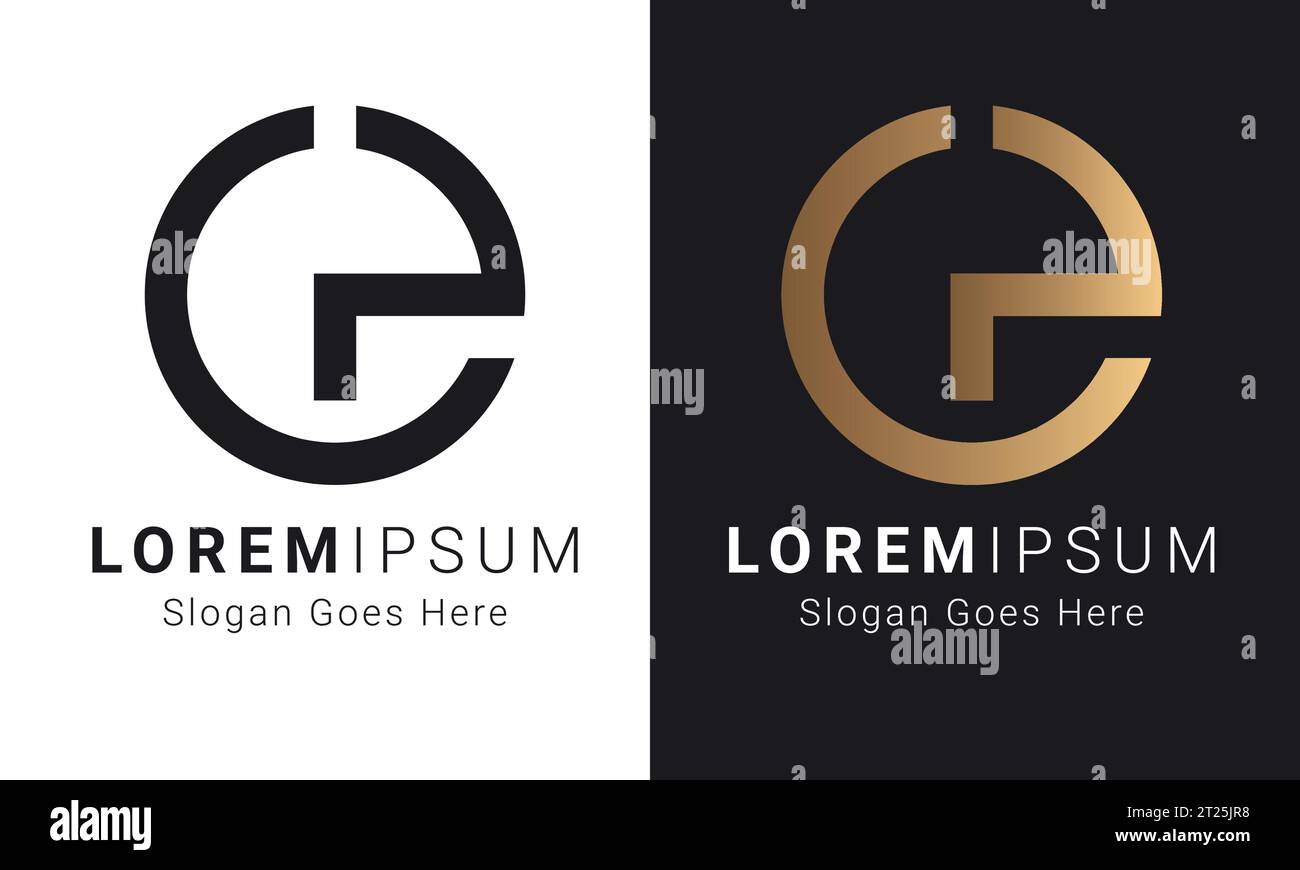 Luxury Initial PC or CP Monogram Text Letter Logo Design Stock Vector