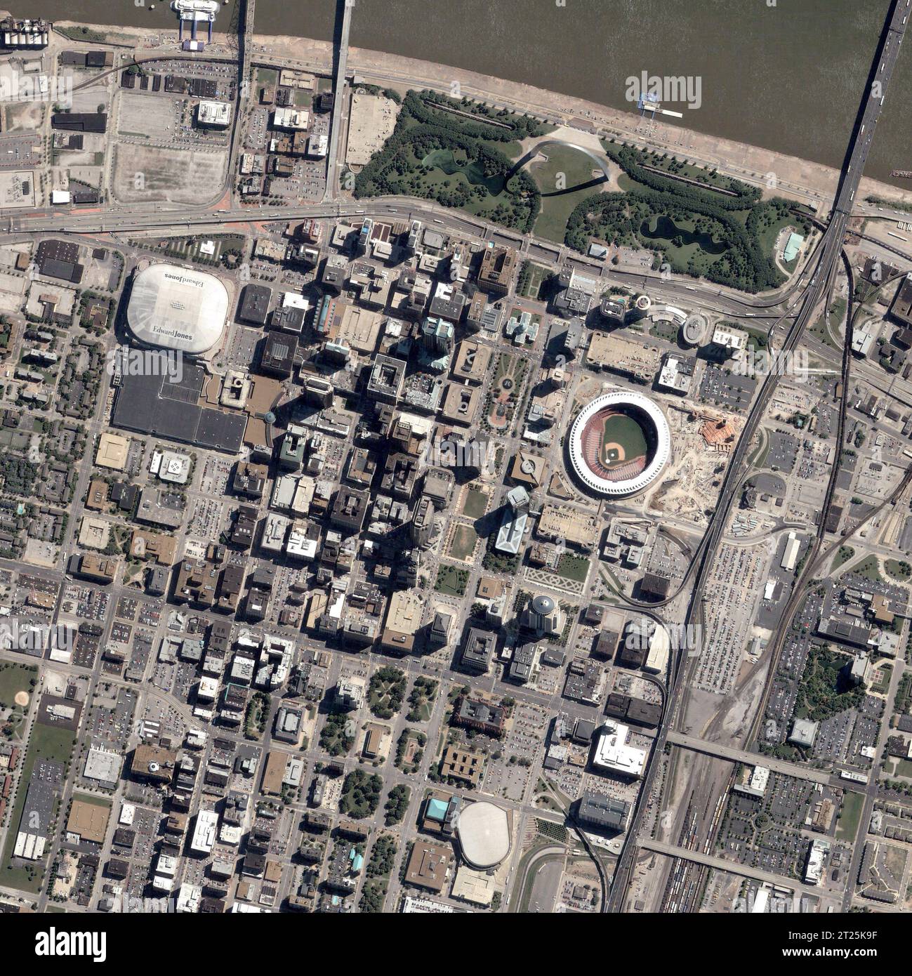 Travel, buildings and top view of earth map with nature, street and ...