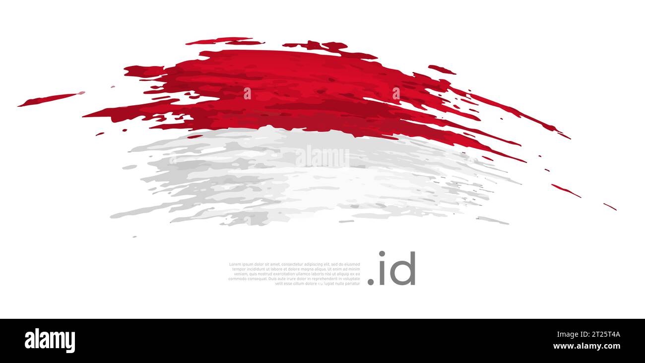 Indonesia flag. Brush strokes, grunge. Stripes colors of the indonesian ...