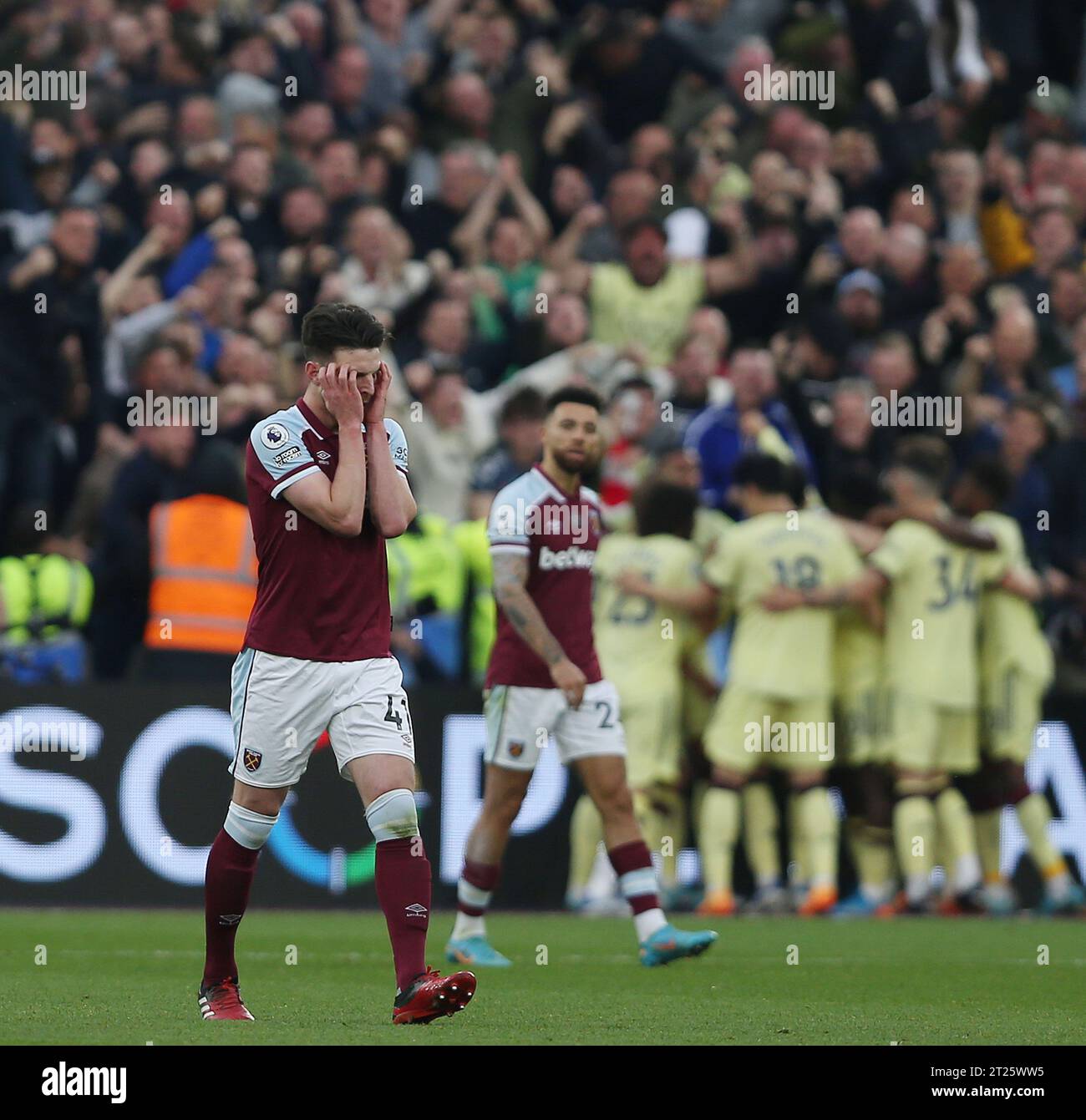 Declan Rice of West Ham United looks disappointed & dejected after West ...