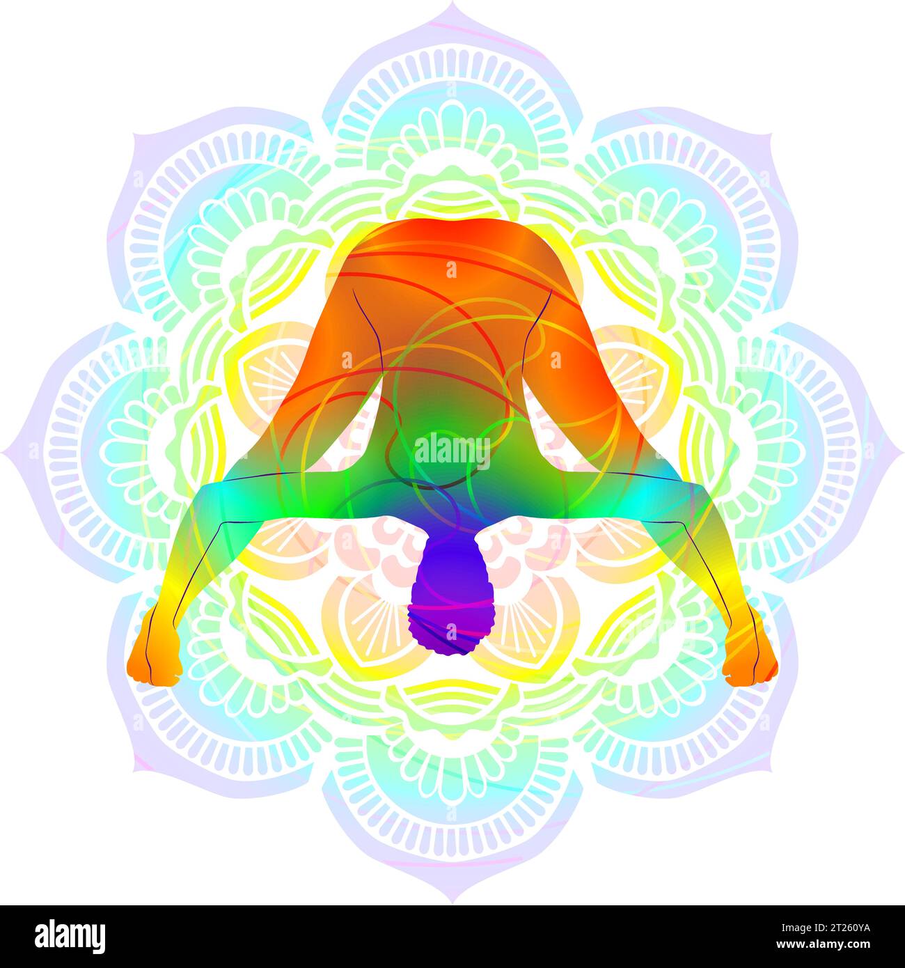 Colorful silhouette of Prasarita Padottanasana D. Wide Legged Forward ...