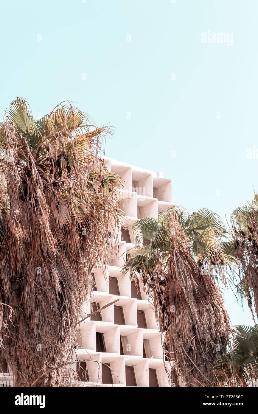 Architectural detail from the modernist, brutalist and eclectic Tel ...