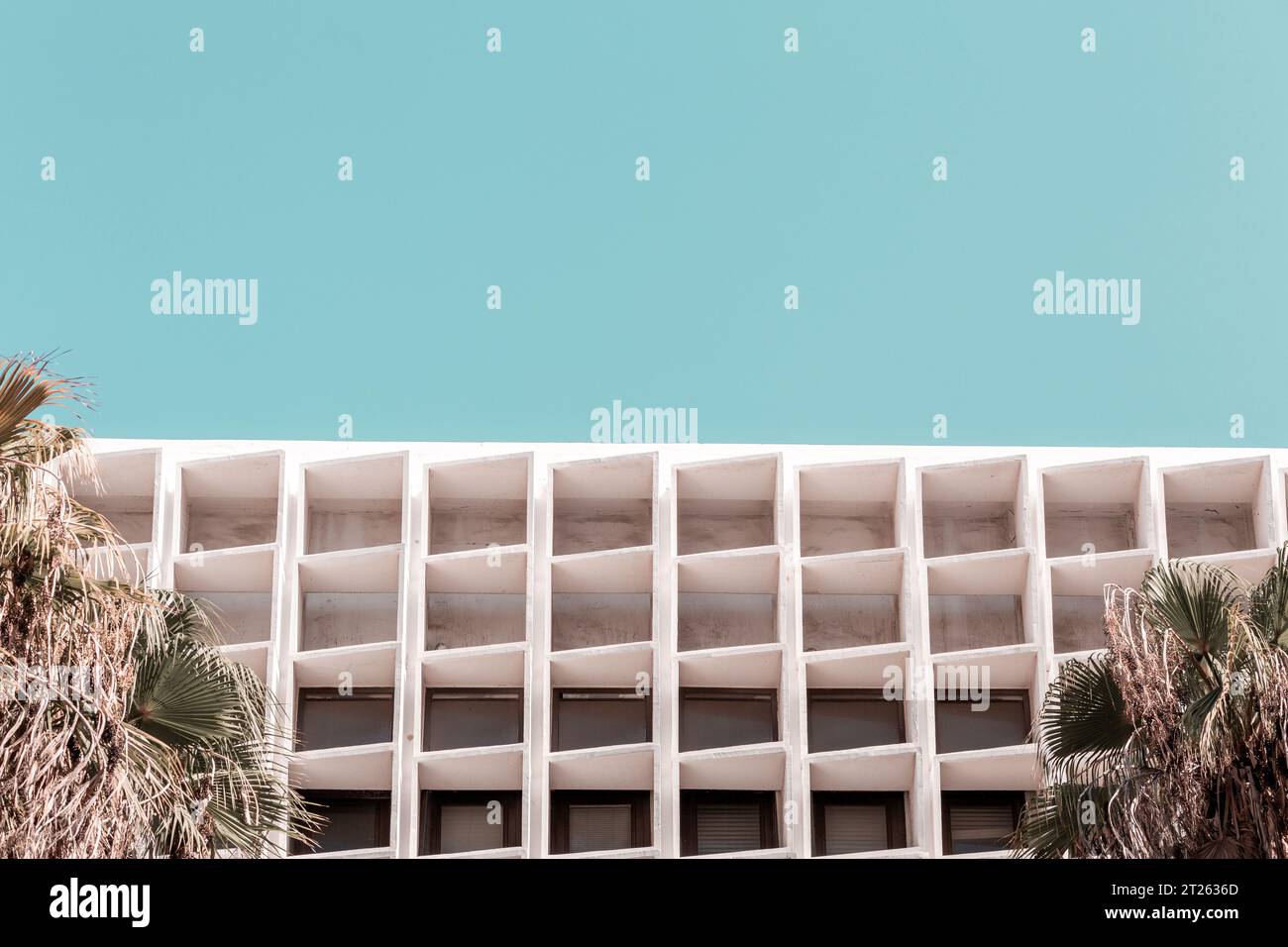 Architectural detail from the modernist, brutalist and eclectic Tel ...
