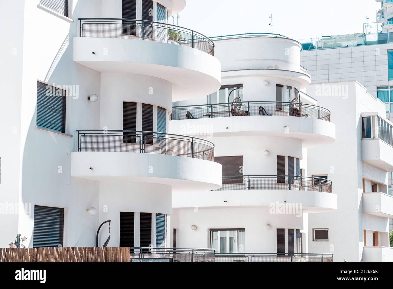 Architectural detail from the modernist, brutalist and eclectic Tel ...