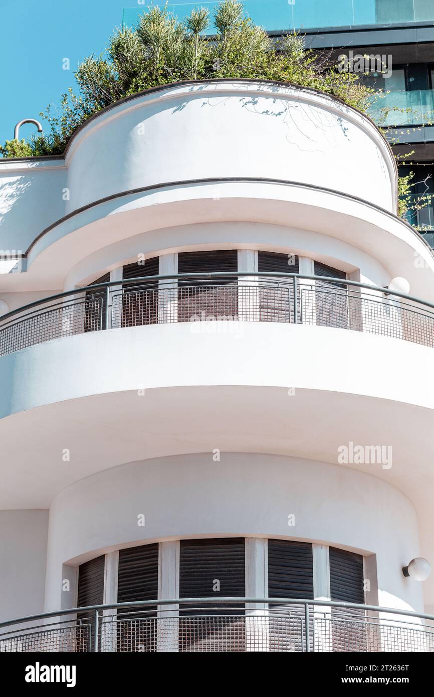 Architectural detail from the modernist, brutalist and eclectic Tel ...