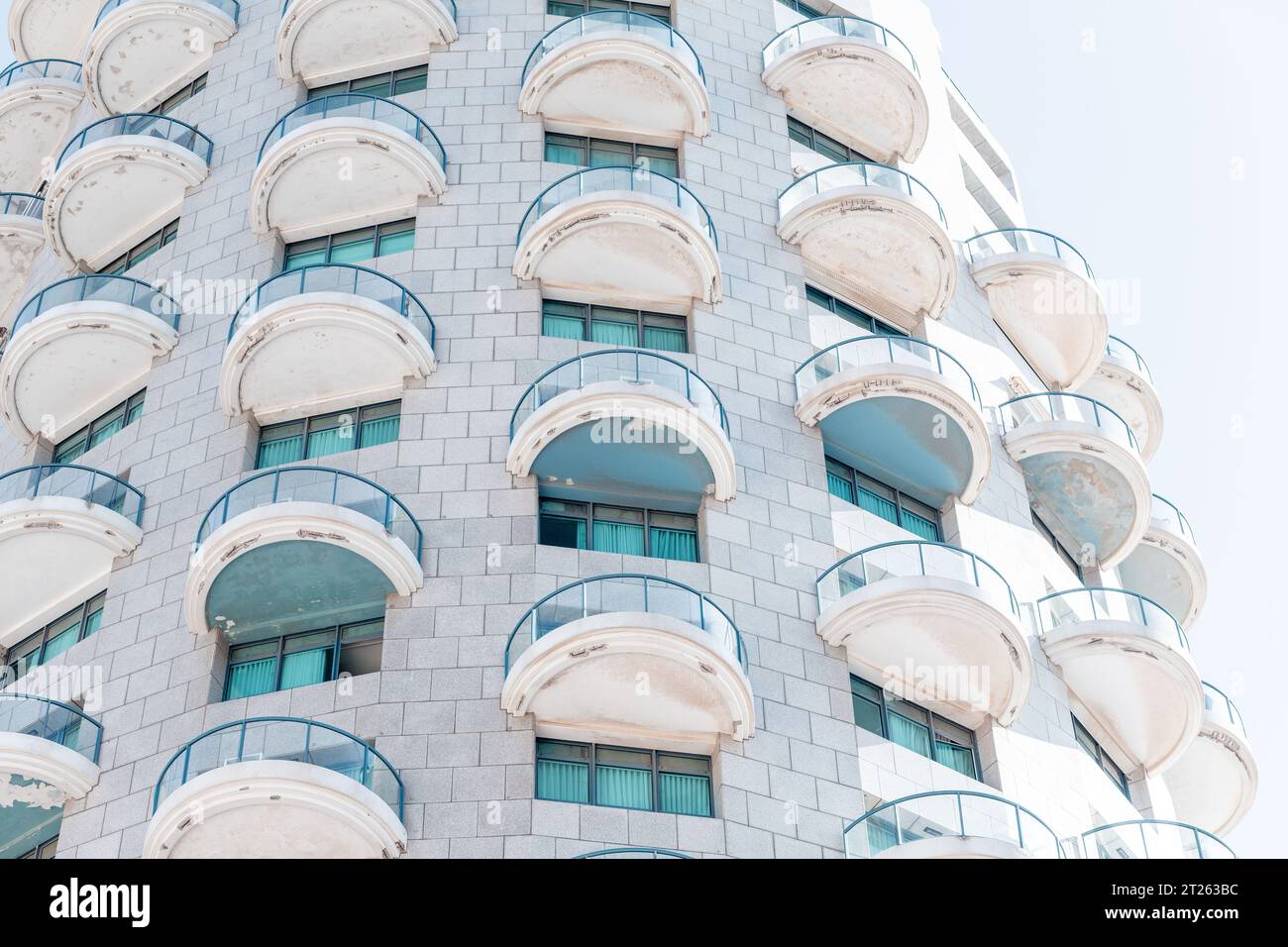 Architectural detail from the modernist, brutalist and eclectic Tel ...