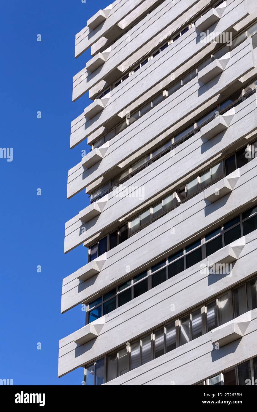 Architectural detail from the modernist, brutalist and eclectic Tel ...