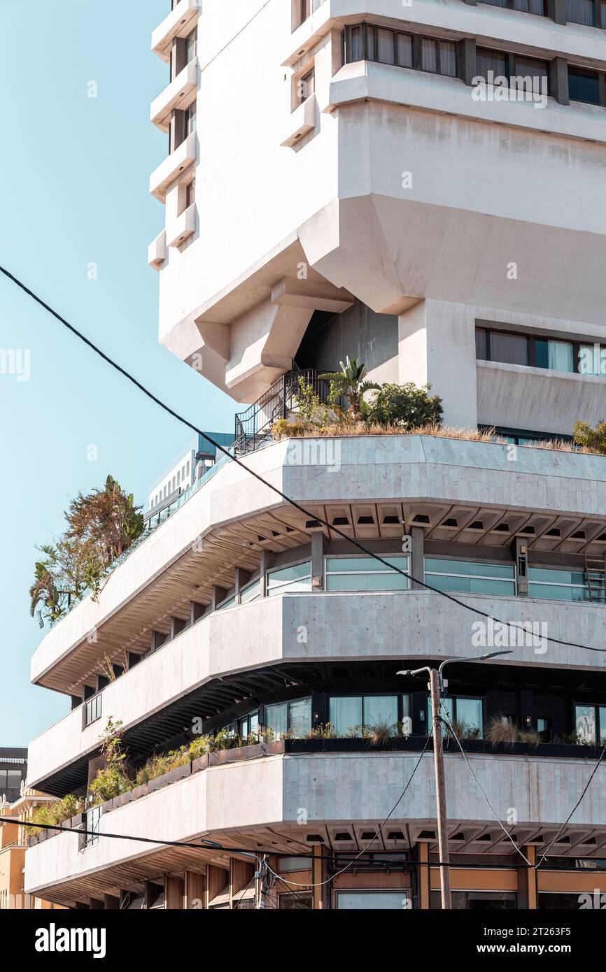 Architectural detail from the modernist, brutalist and eclectic Tel ...