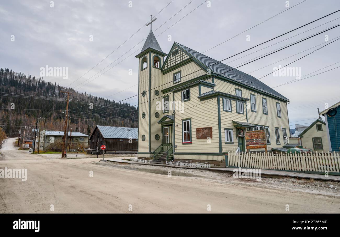 Exterior of the historic Saint Mary’s Catholic Church in Dawson City, Yukon, Canada Stock Photo