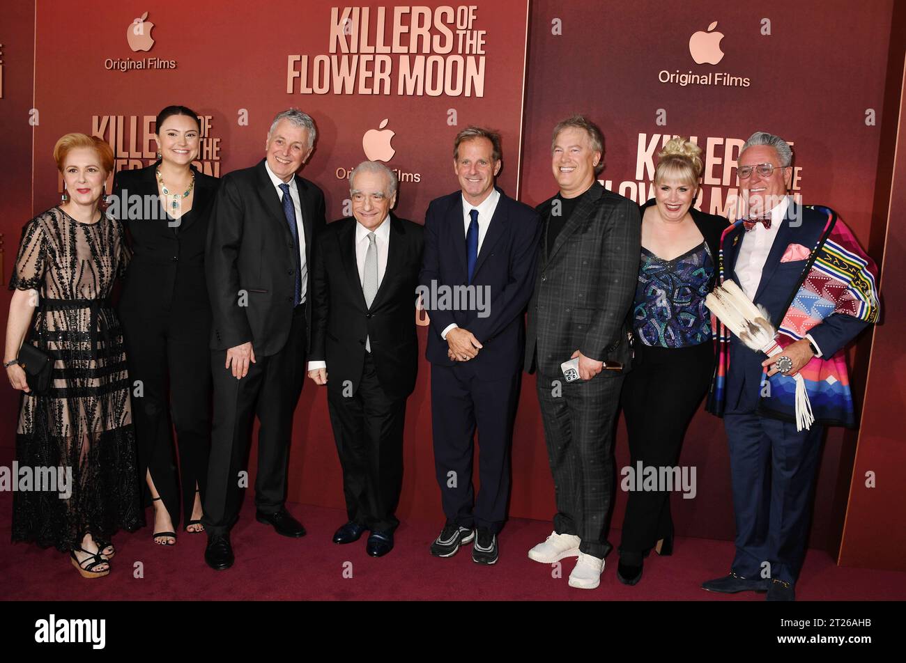 Los Angeles, California, USA. 16th Oct, 2023. (L-R) Marianne Bower, Justine Conte, Daniel Lupi, Martin Scorsese, Bradley Thomas, Rick Yorn and Lisa Frechette attend the Los Angeles Premiere of Apple TV 's 'Killer Of The Flower Moon' at the Dolby Theatre on October 16, 2023 in Los Angeles, California. Credit: Jeffrey Mayer/Jtm Photos/Media Punch/Alamy Live News Stock Photo