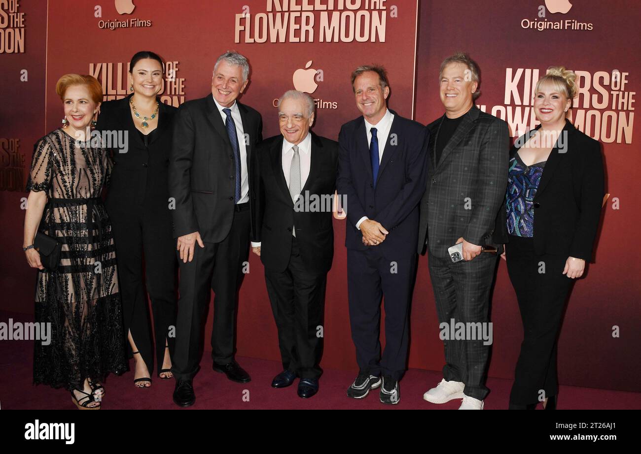 Los Angeles, California, USA. 16th Oct, 2023. (L-R) Marianne Bower, Justine Conte, Daniel Lupi, Martin Scorsese, Bradley Thomas, Rick Yorn and Lisa Frechette attend the Los Angeles Premiere of Apple TV 's 'Killer Of The Flower Moon' at the Dolby Theatre on October 16, 2023 in Los Angeles, California. Credit: Jeffrey Mayer/Jtm Photos/Media Punch/Alamy Live News Stock Photo