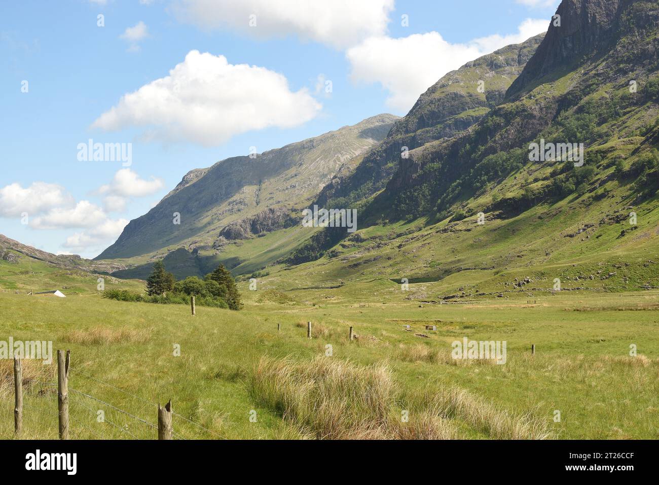 A walk through Glen Coe in the Highlands of Scotland during summer. Scotland, UK. Stock Photo