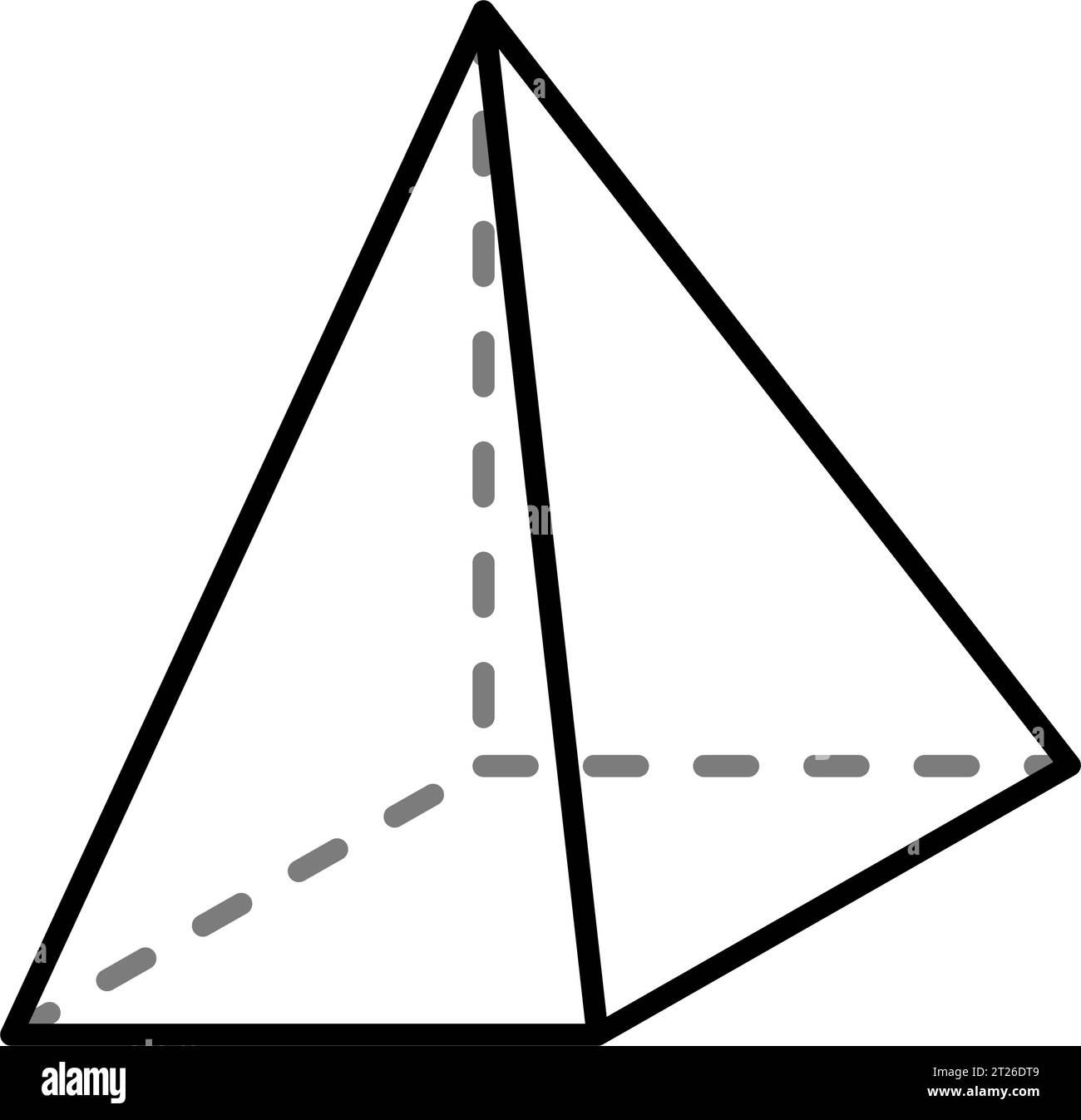 Square Pyramid Rectangular Pyramid Black and White Outline Art Geometric Shape for Educating
