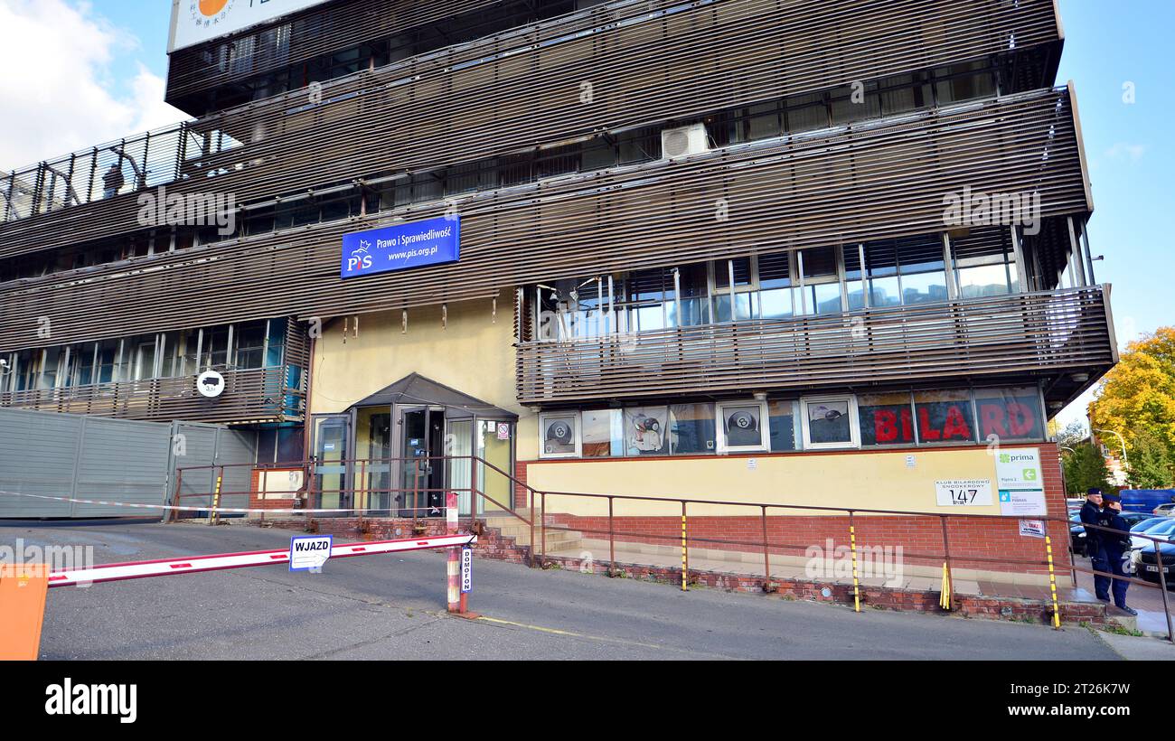 Warsaw, Poland. 17 October 2023. PiS Law and Justice (Polish: Prawo i Sprawiedliwosc) office of political party at Nowogrodzka street. Stock Photo