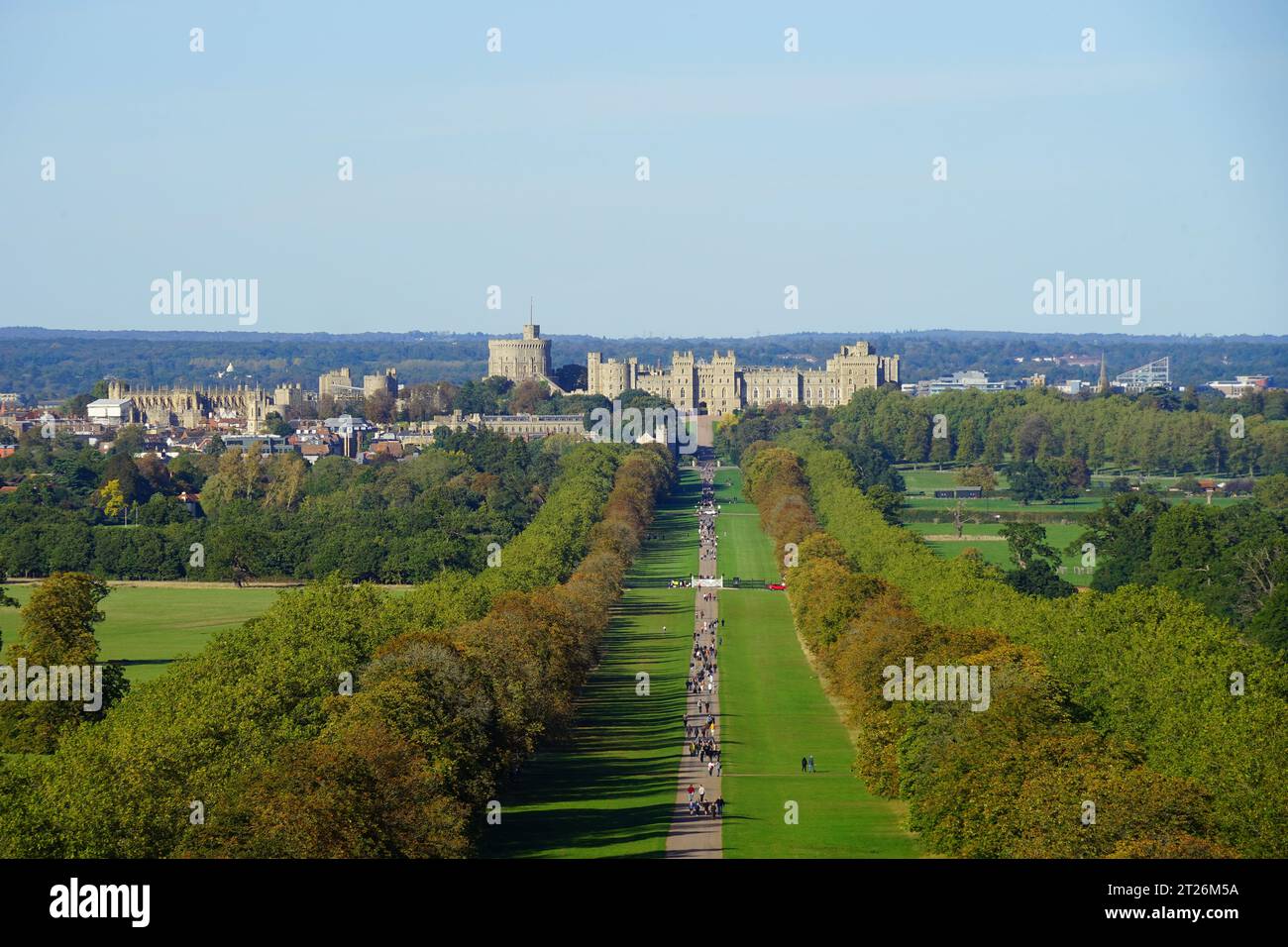 View down the Long Walk to Windsor Castle Stock Photo