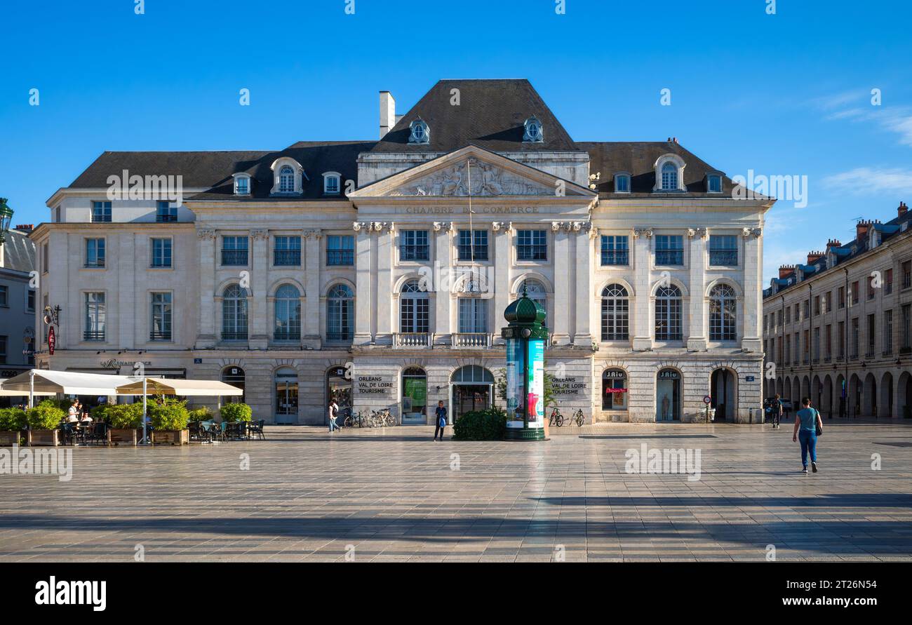 Orleans, France - August 10, 2023: A mighty Chamber of Commerce Historical Building on Place Martroi in Orleans Stock Photo