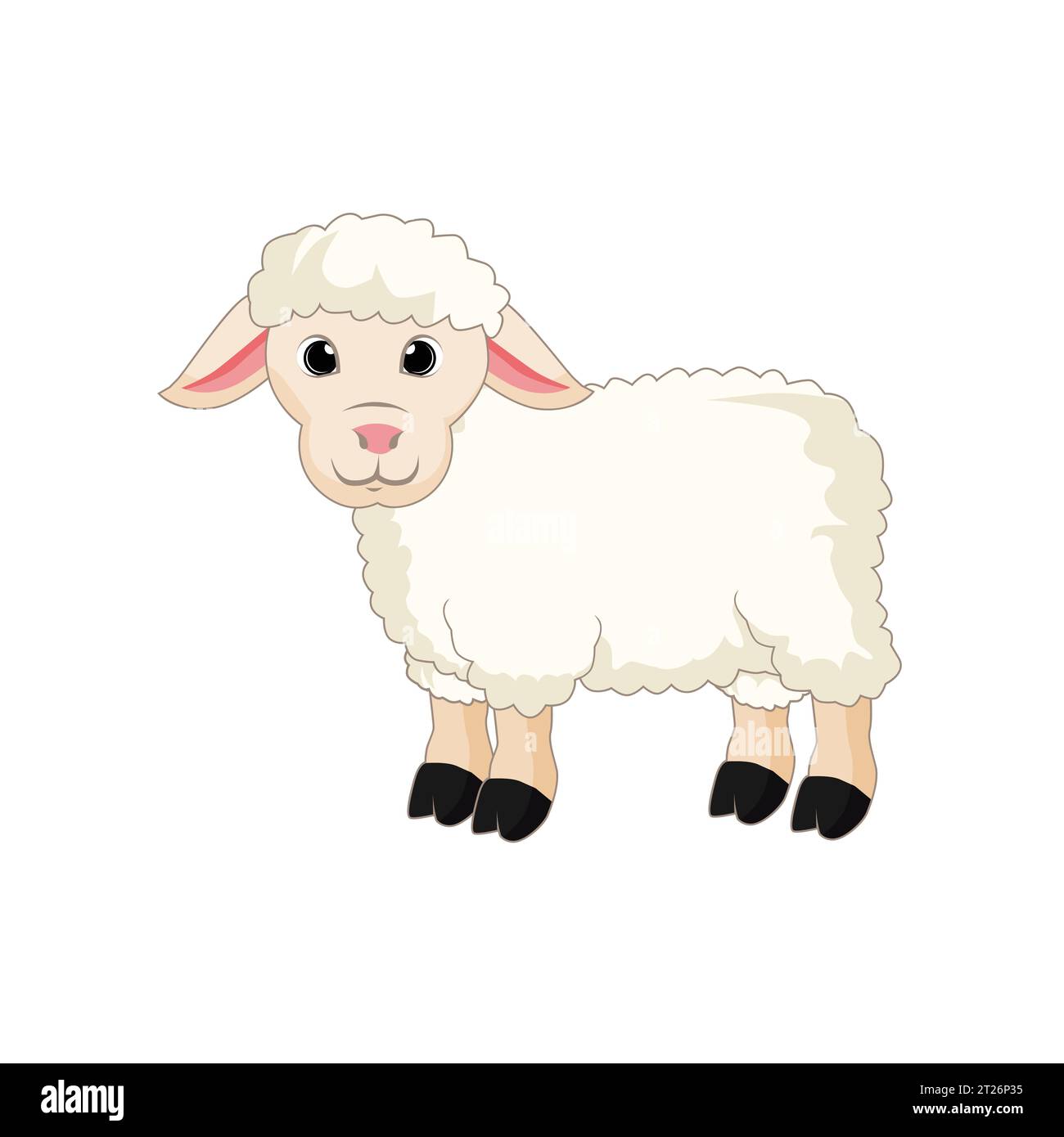 Cute Sheep Cartoon Vector Art on white background Stock Vector