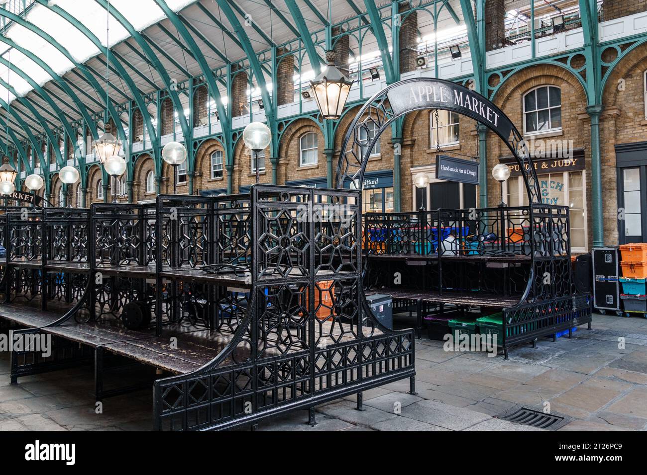 LONDON, UK - August 25, 2023: Interior view of Covent Garden Market. Located in the West End of London, Covent Garden is renowned for its luxury fashi Stock Photo