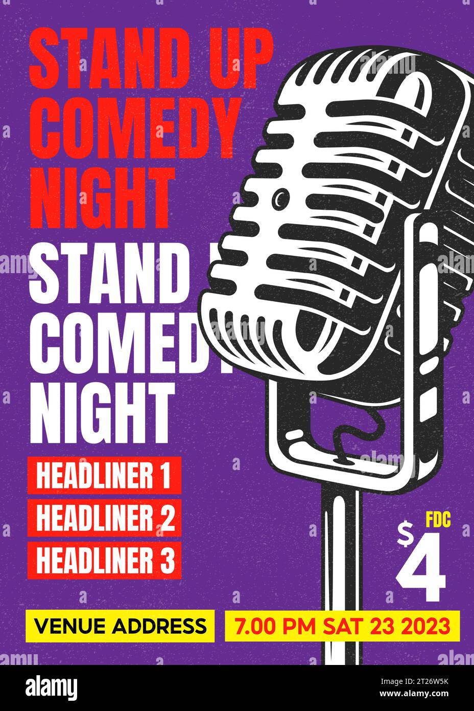 Stand Up Show or comedy night, Set Vector., microphone or Open Mic, flyer, gigs, poster, pamphlet, Stand up comedy theme Stock Vector