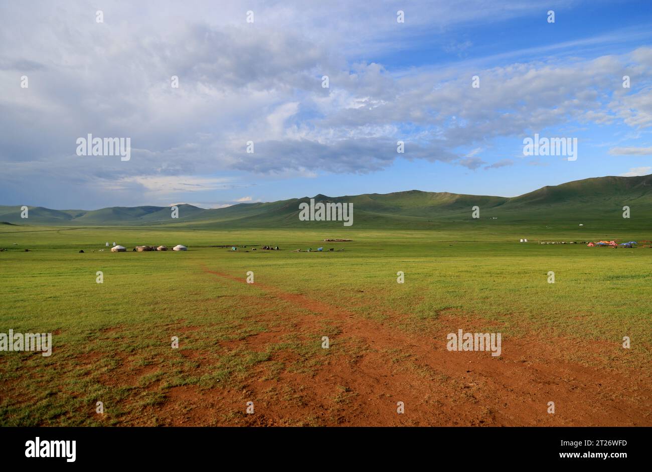 Fresh Look at The Mongolian Steppe Near Ulaanbaatar Stock Photo