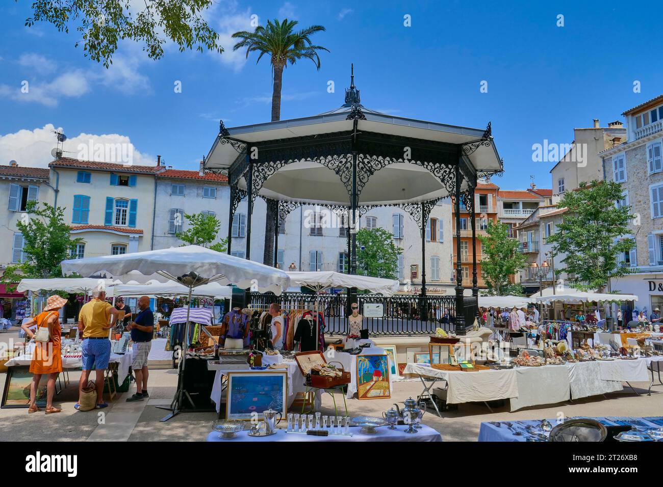 South of France Bric-à-brac market in Antibes in the Place National Stock Photo