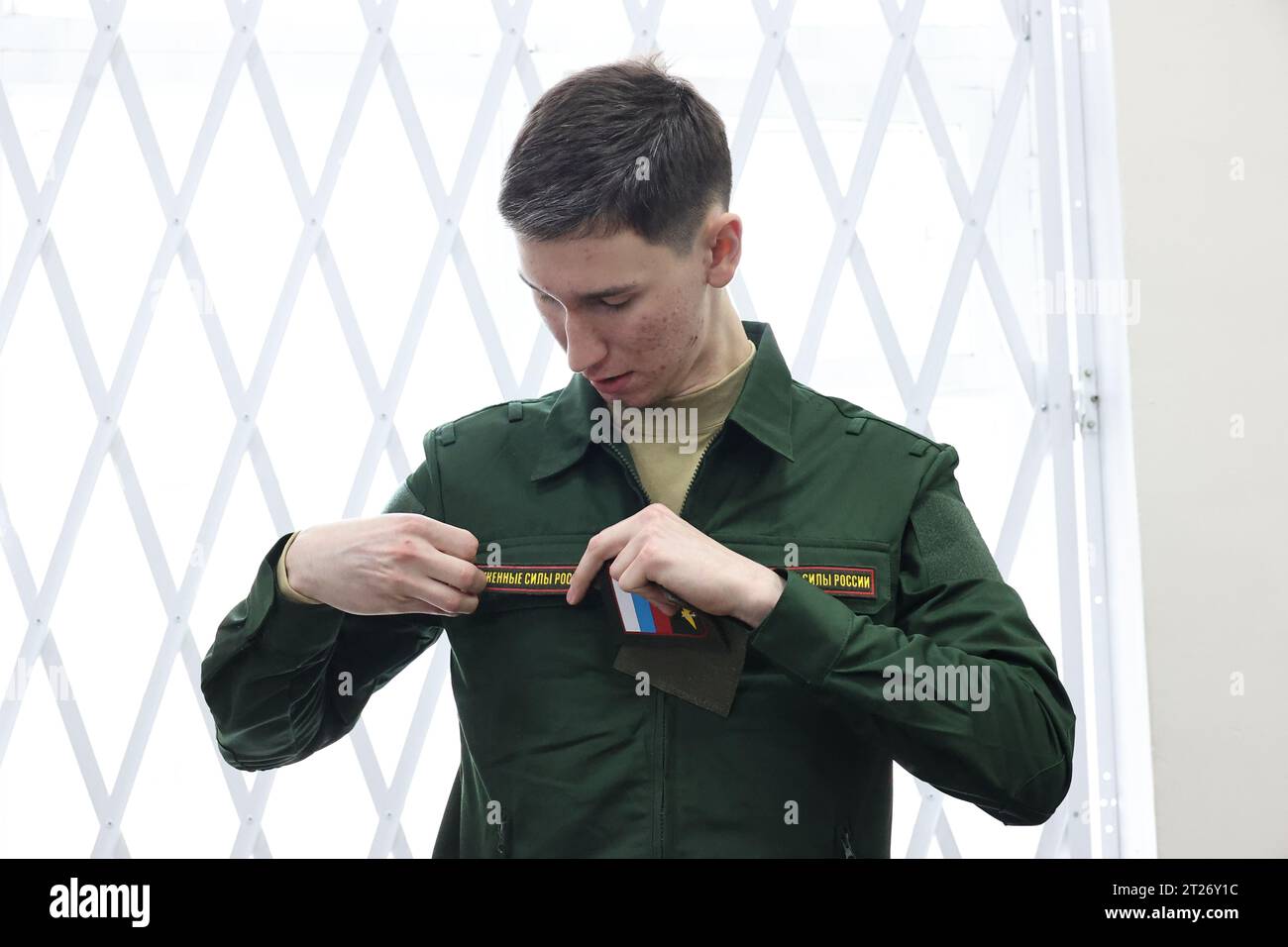 17.10.2023. Russia. Saint-Petersburg. A conscript after receiving ...