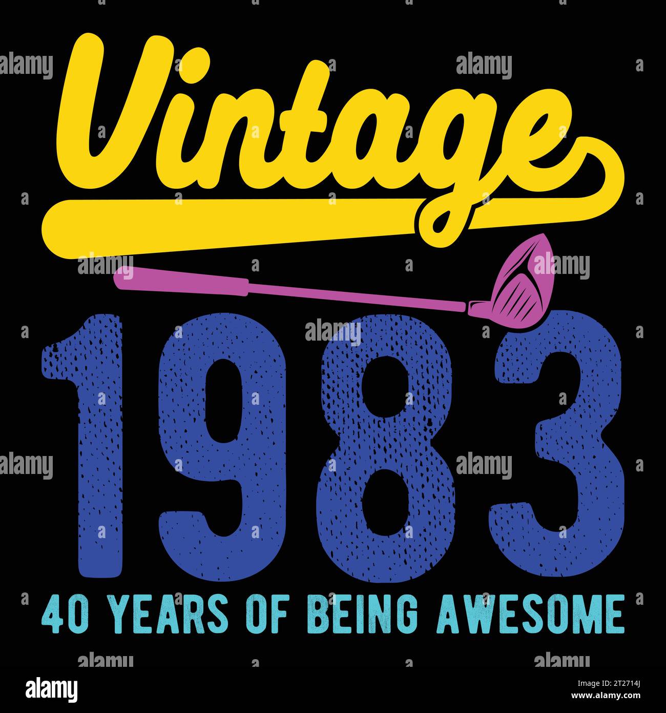 Vintage 1983 40 Year Old 40th Birthday Gift Golf Golfer T Shirt Stock Vector