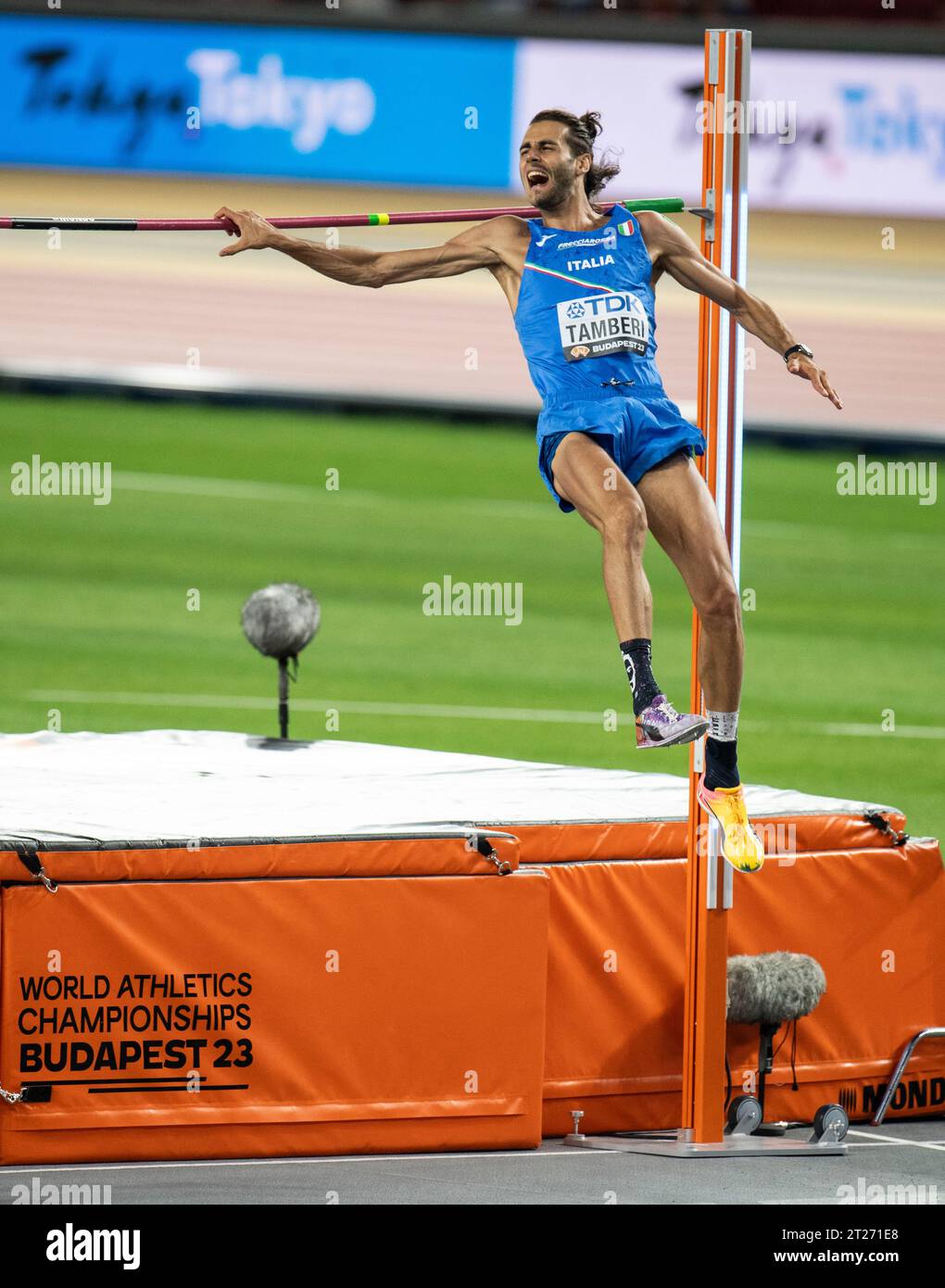 Gianmarco Tamberi of Italy competing in the men’s high jump final at