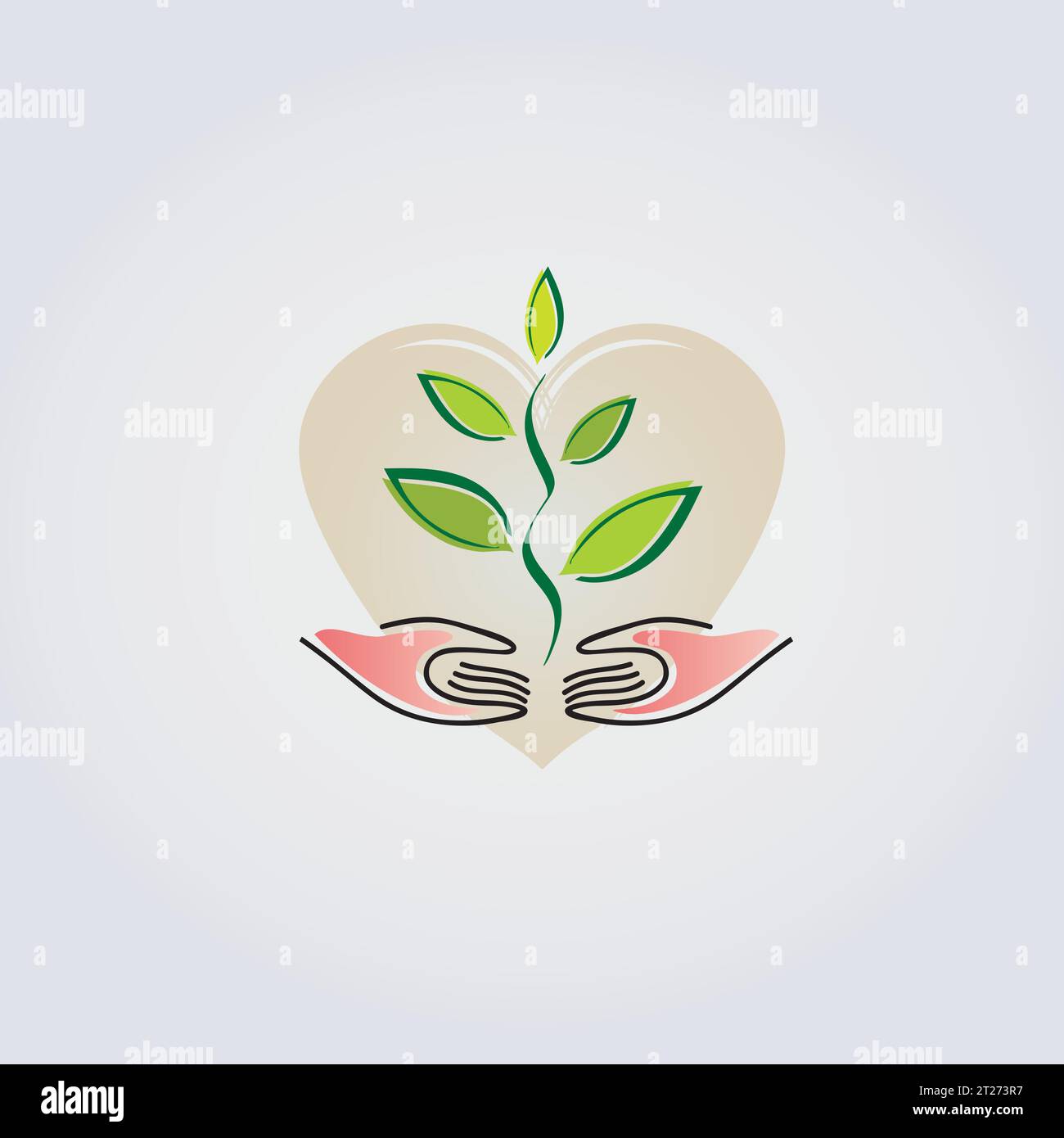 Hands Icon Symbol Logo Green Business Leaves Foliage Ground Growth Element Stock Vector