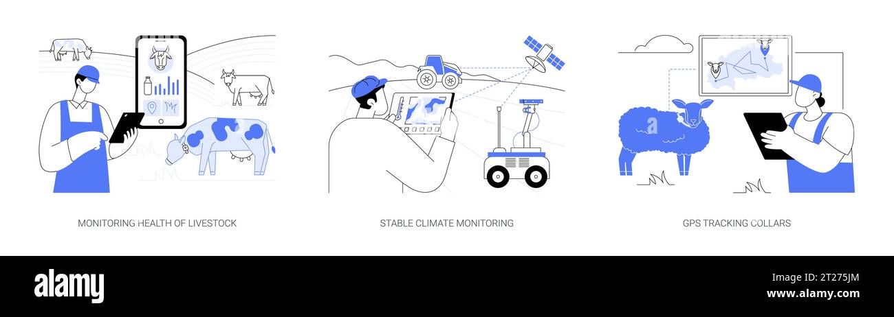Smart farming technologies abstract concept vector illustrations Stock ...