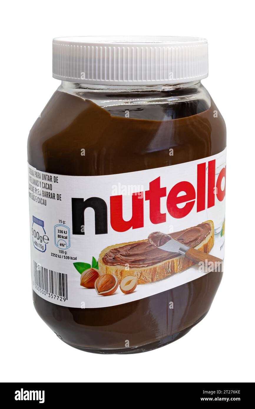 Huelva, Spain October, 17, 2023 Nutella, a brand of brown, sweetened