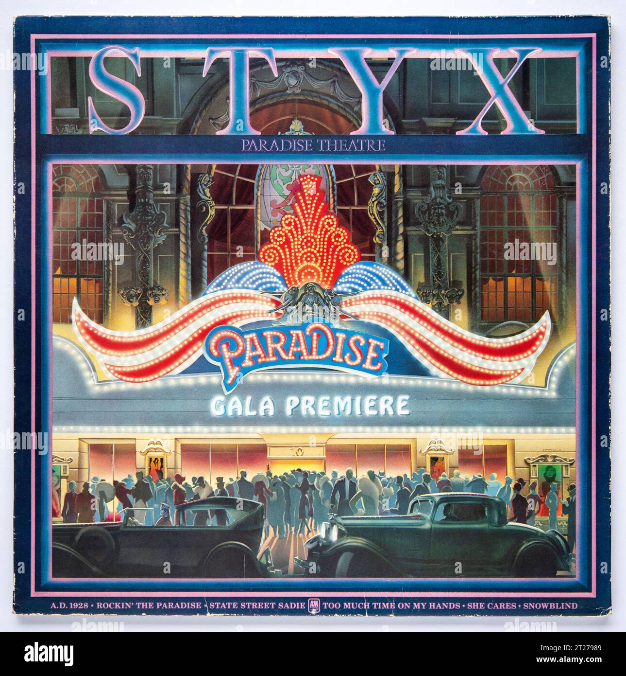 LP cover of Paradise Theatre, the tenth studio album by American rock band Styx, which was released in 1981 Stock Photo