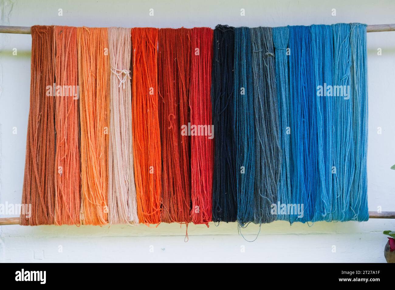 Handmade, colored organic wool threads Stock Photo - Alamy