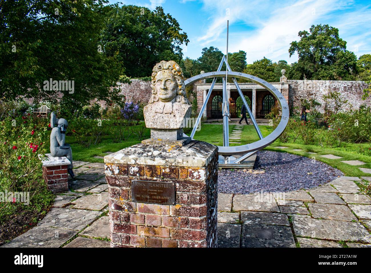 Reclining Equiangular Sundial and bust of John Flamsteed (Inventor