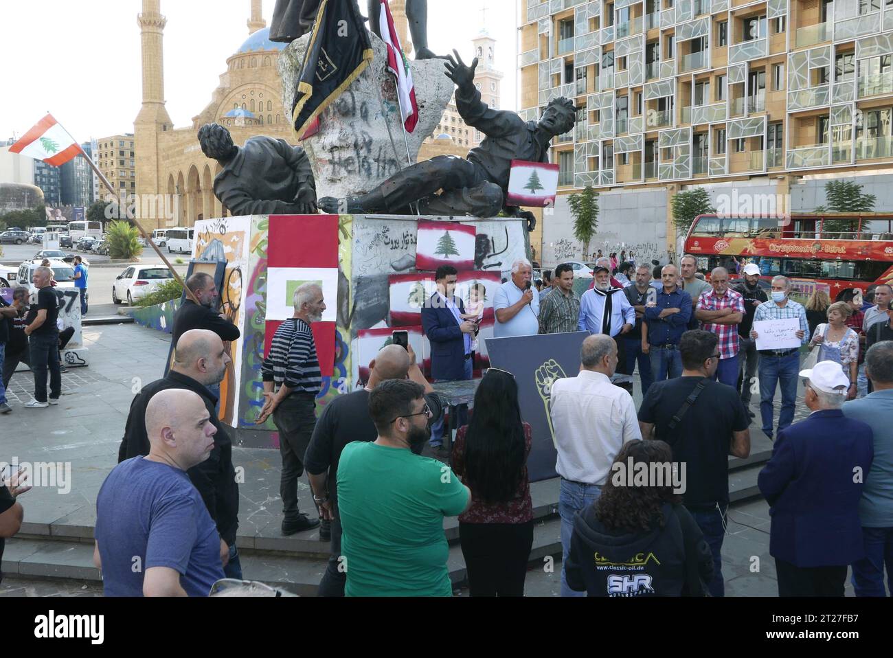 Beirut, Lebanon. 17th Oct, 2023. Dozens of activists mark fourth