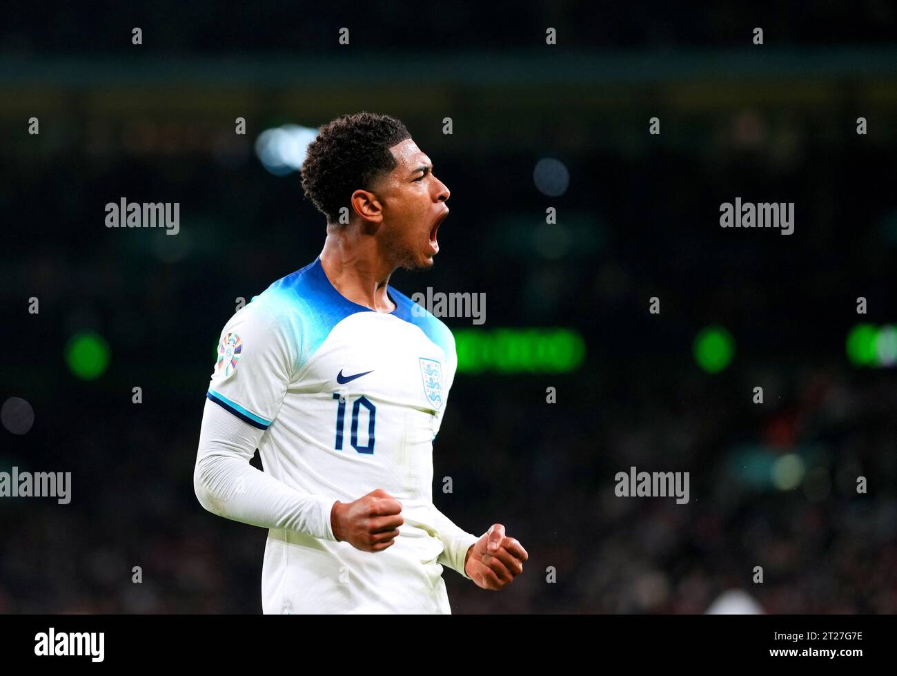 England's Jude Bellingham celebrates after team-mate Marcus Rashford ...