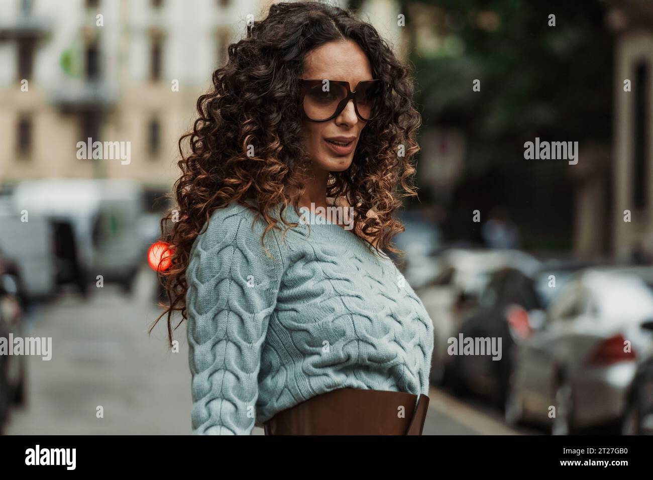 Raffaella Modugno wears all Max Mara, outside MAX MARA show during