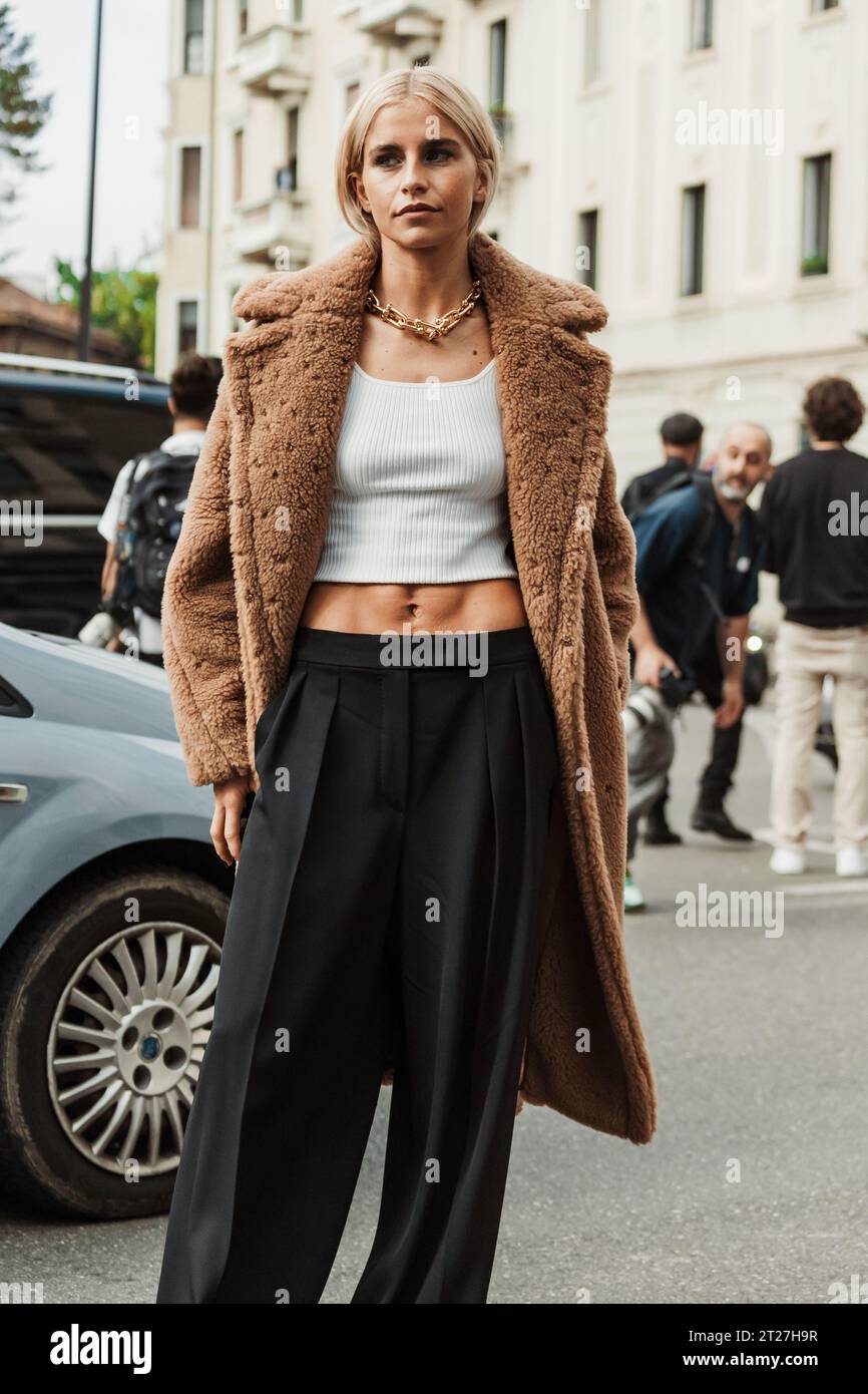 Caro Daur wears all Max Mara, seen outside MAX MARA show during Milan