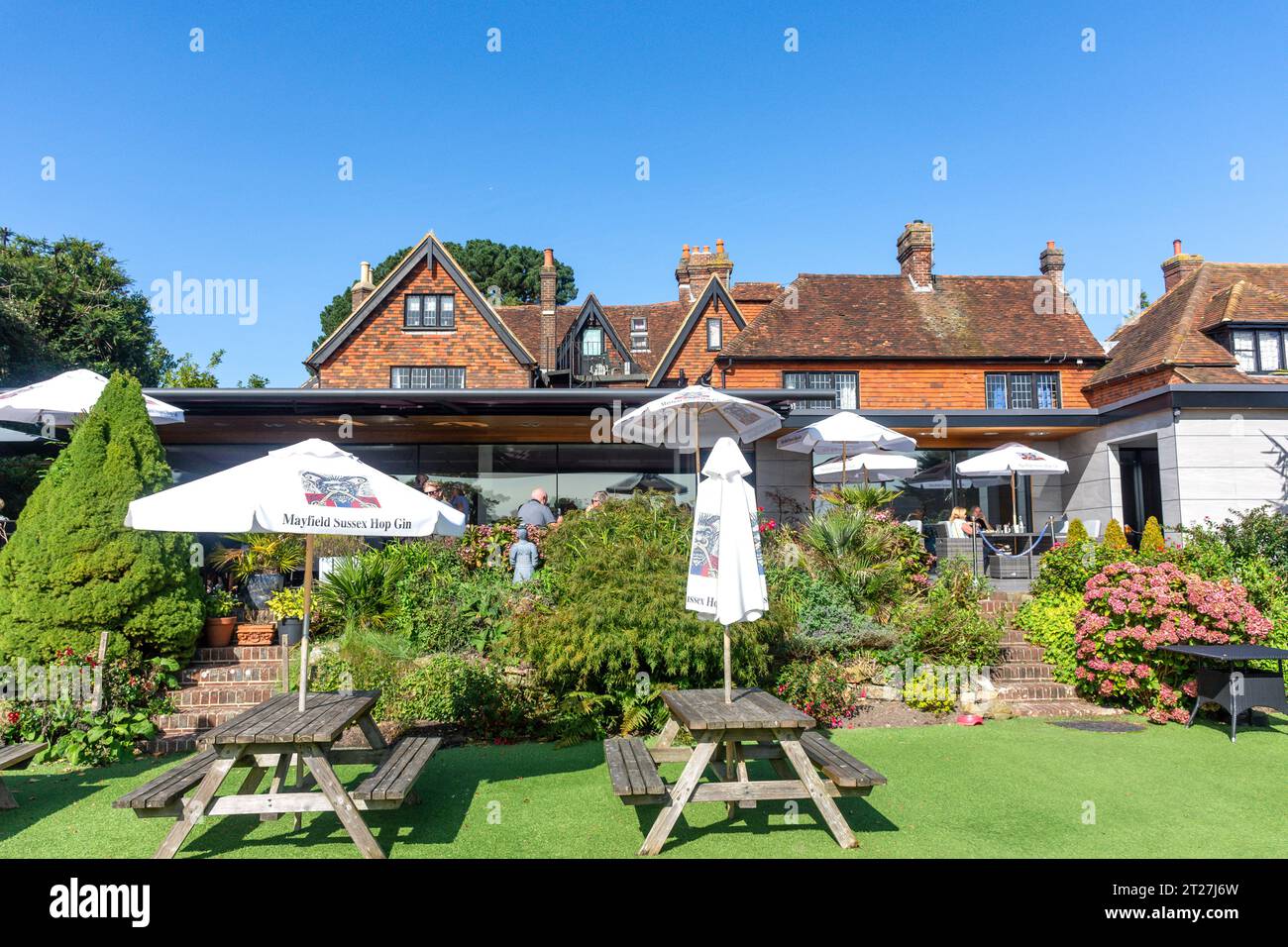 Beer garden at The 16th century Middle House restaurant & pub, High