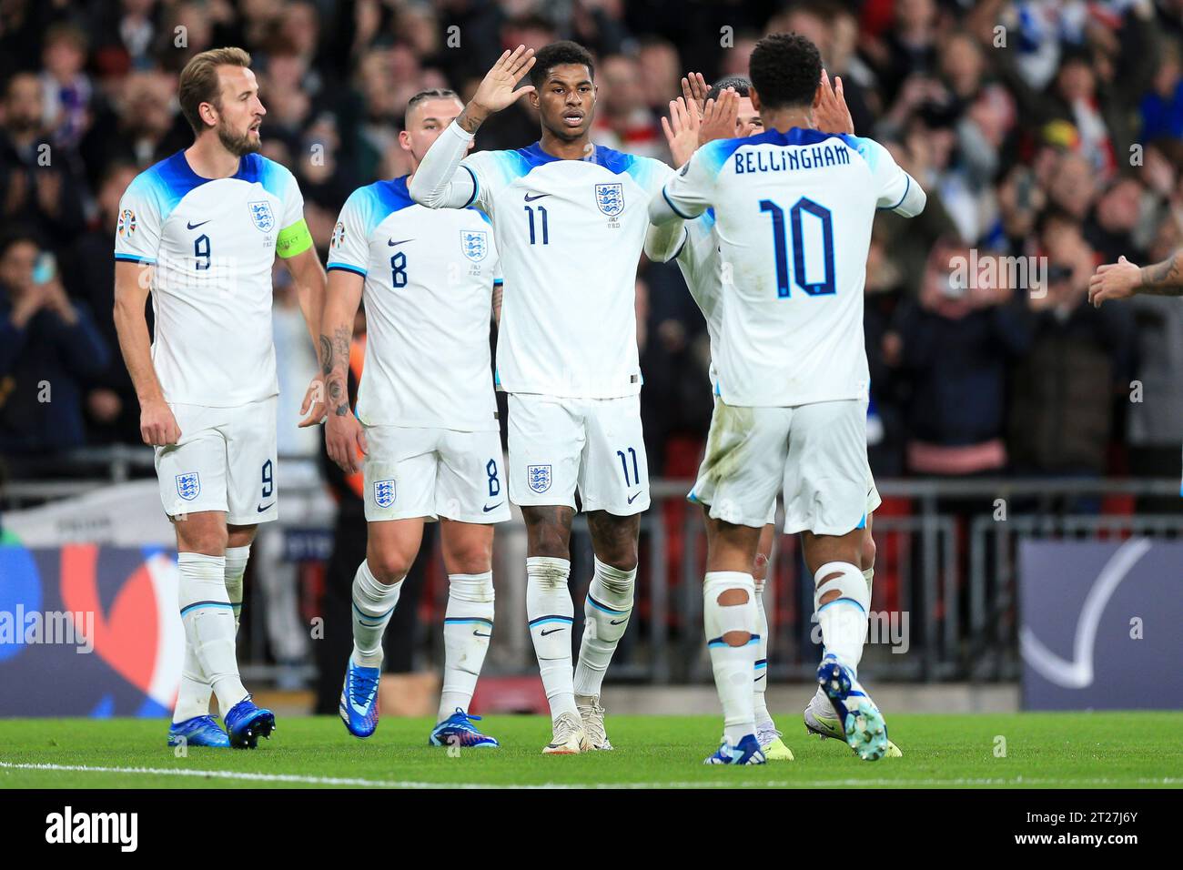 London, UK. 17th Oct, 2023. Marcus Rashford of England celebrates with ...