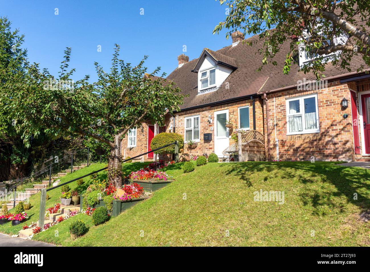 Semi-detached house and garden, Streatfield Road, Heathfield, East Sussex, England, United Kingdom Stock Photo