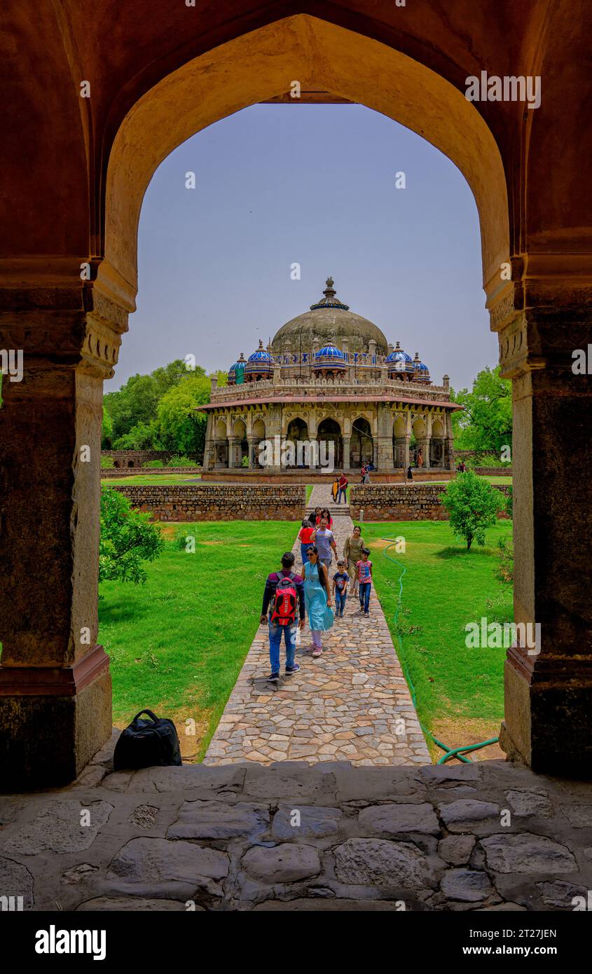 Isa Khan's octagonal tomb is located at the  site of the Mughal Emperor Humayun's Tomb complex in Delhi Stock Photo