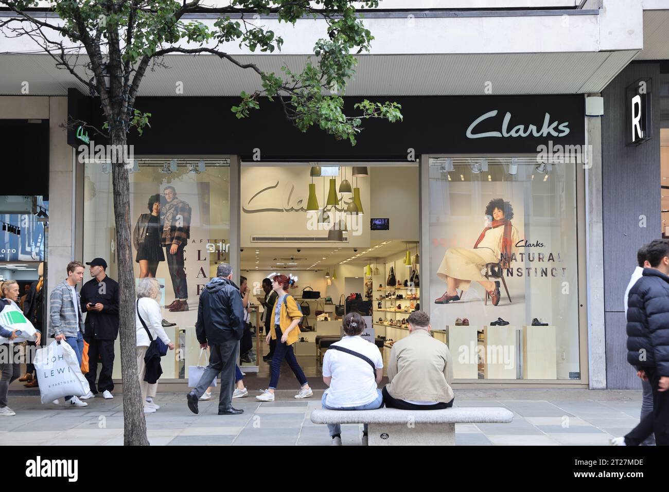 Clarks shoe shop on Oxford Street, London, UK Stock Photo