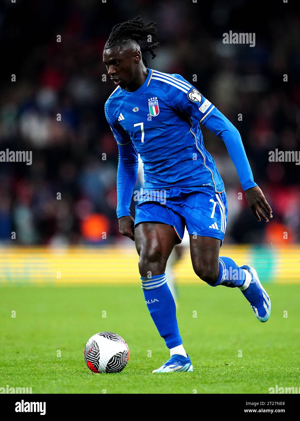 Italy's Moise Kean in action during the UEFA Euro 2024 qualifying match