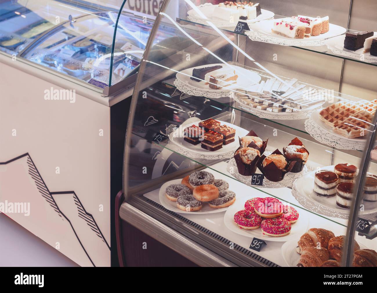 cakes at sale in cafe Stock Photo