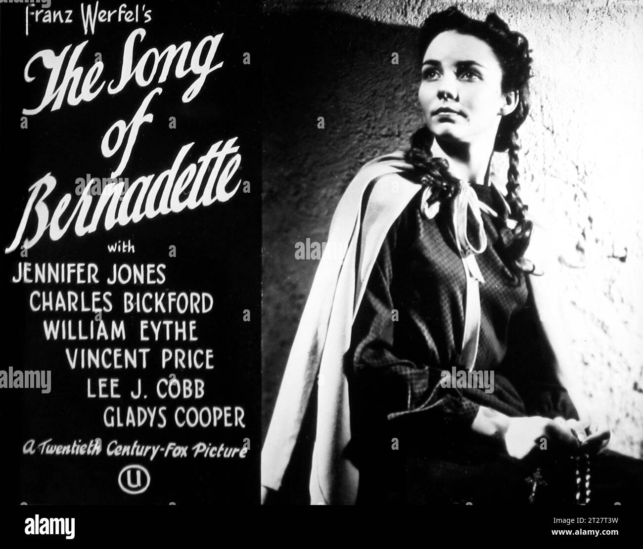 Cinema advertisement for 'The Song of Bernadette' movie in 1943 Stock Photo