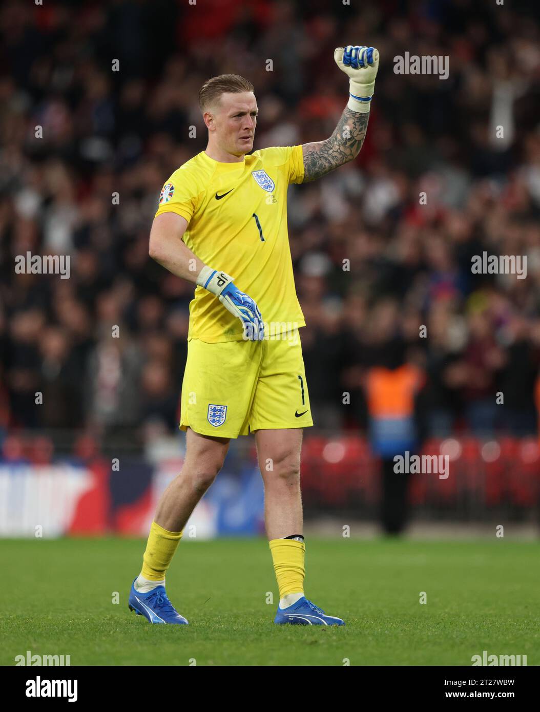 London, UK. 17th Oct, 2023. Jordan Pickford (E) at the England v Italy