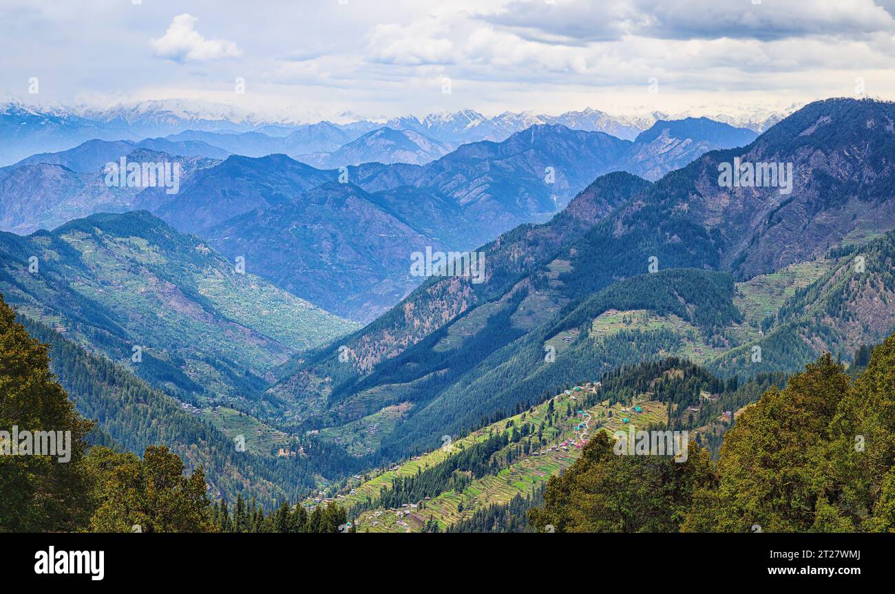 View of the Himalaya Mountain Range from Jalori pass, Himachal Pradesh Stock Photo